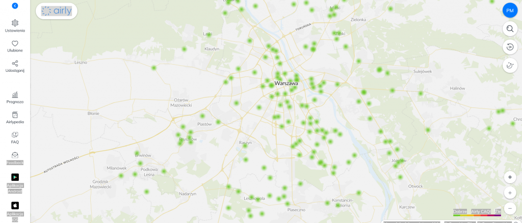 Screen airly mapa jakość powietrza warszawa