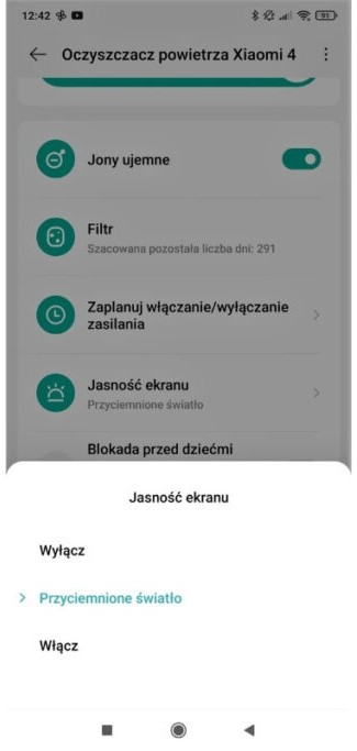 Xiaomi Air Purifier 4 aplikacja opcje