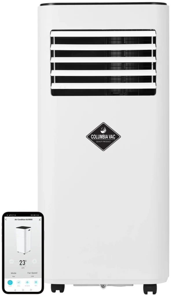 Klimatyzator przenośny Columbia VAC KLC9050 ze smartfonem
