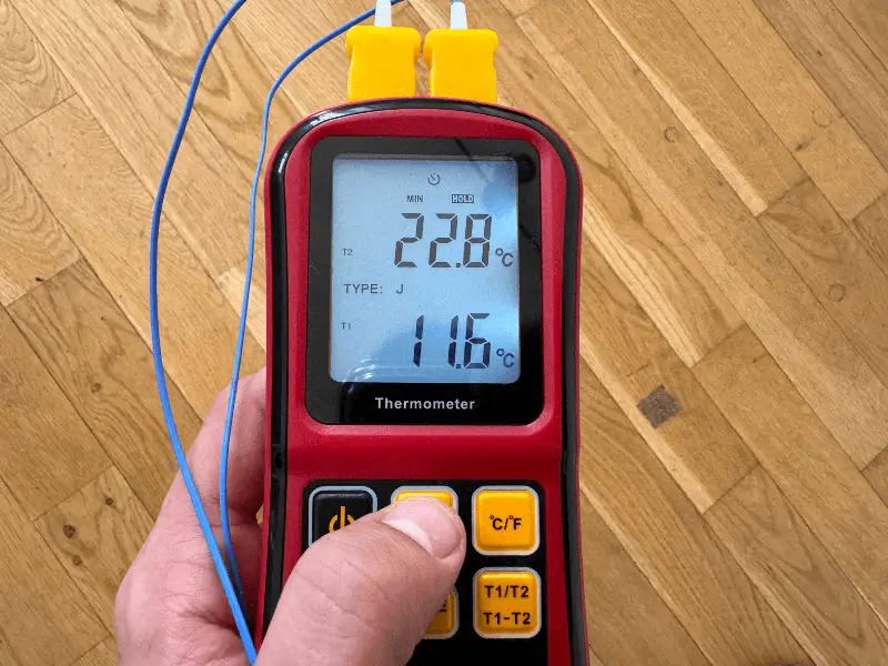 Pomiar temperatury w klimatyzatorze Fral SuperCool FSC 14.2