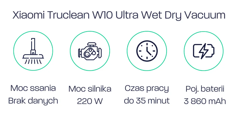 Parametry - Xiaomi Truclean W10 Ultra Wet Dry Vacuum