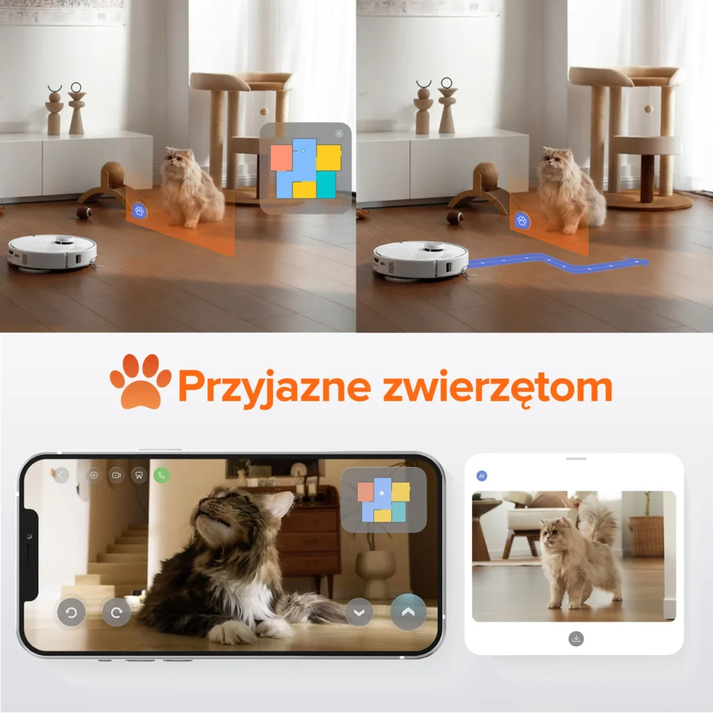 Roborock Qrevo Edge 5v1 zwierzęta kamera podgląd