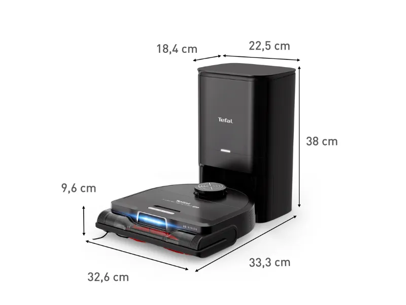 Tefal X-Plorer S240+ AI ze stacją dokującą - wymiary