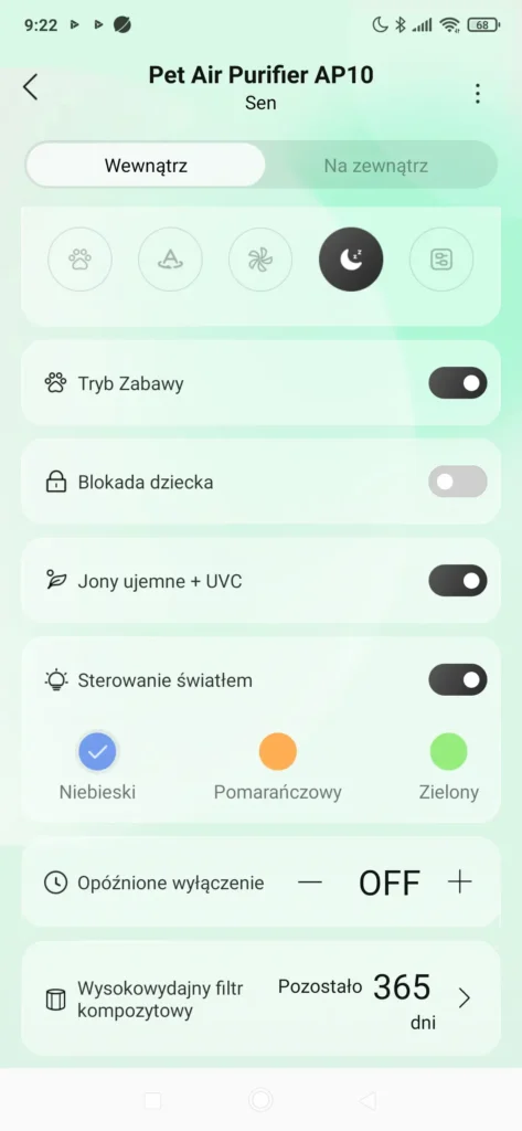 Dodatkowe funkcje w aplikacji DreameHome dla Dreame AP10. Źródło: Zrzut ekranu z aplikacją DreameHome.