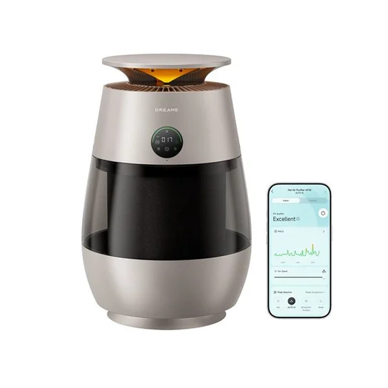 Przód oczyszczacza powietrza AP10. wraz z aplikacją mobilną. Źródło: Dreame-polska.pl