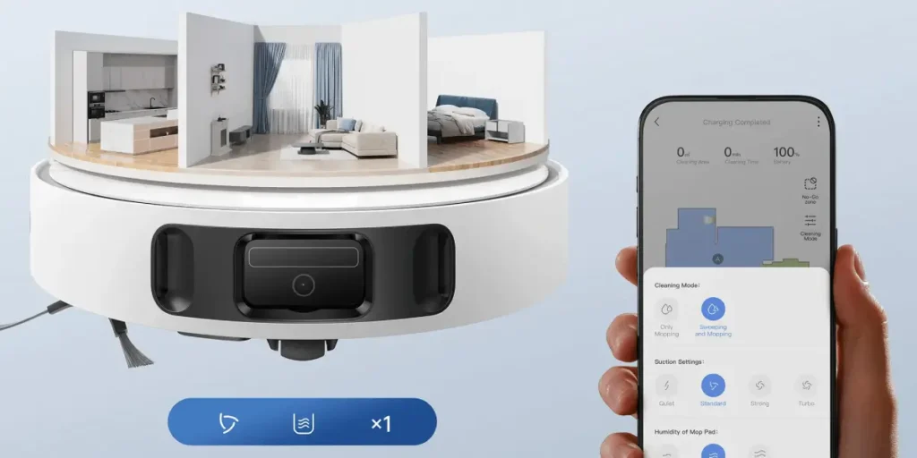 Aplikacja mobilna DreameHome w odkurzaczu Dreame Mova E30 Ultra. Materiały producenta Dreame