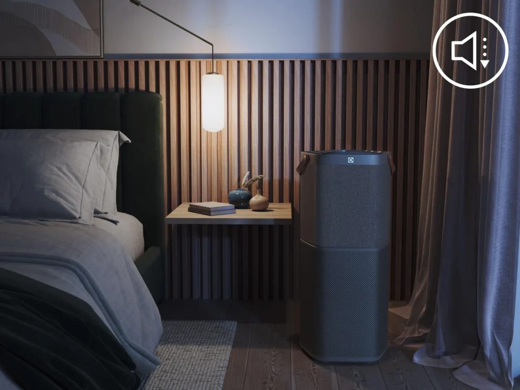 Cicha praca w sypialni oczyszczacza Electrolux Pure 600 Xl. Źródło: Electrolux.pl