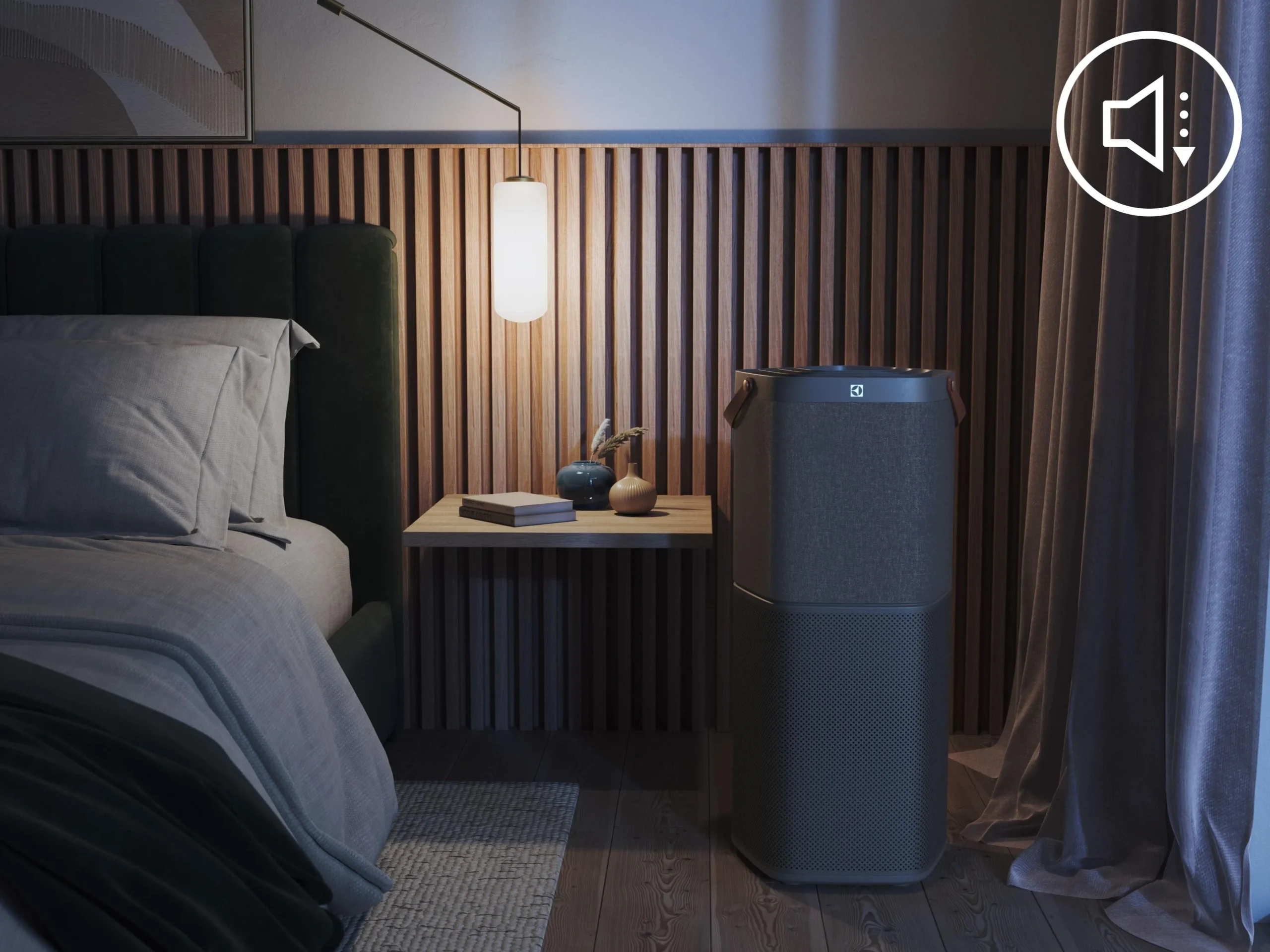 Cicha praca w sypialni oczyszczacza Electrolux Pure 600 Xl. Źródło: Electrolux.pl
