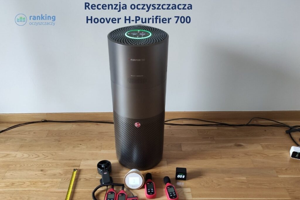 oczyszczacz hoover h purifier 700 w kolorze szarym podczas testów