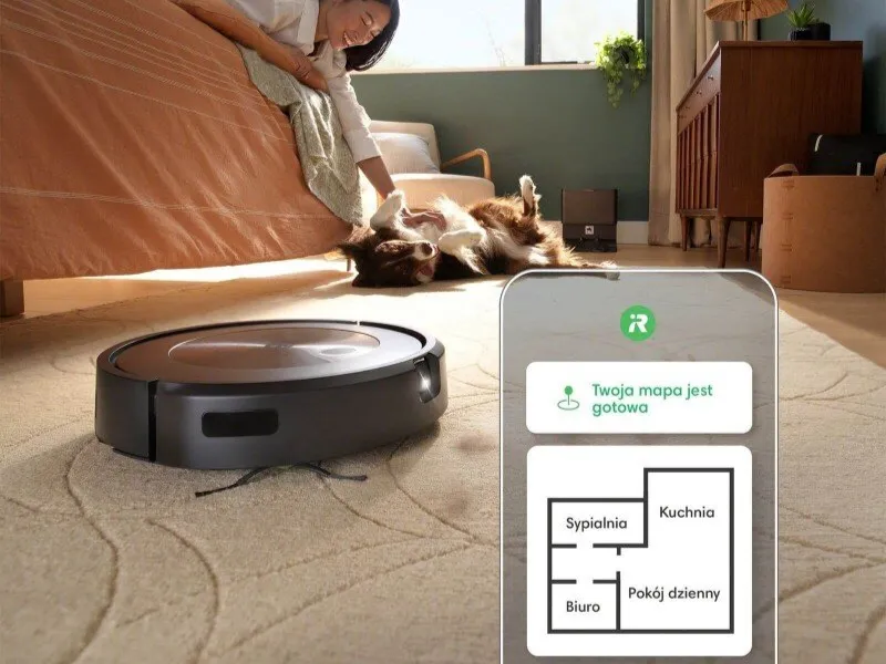 Robot sprzątający podczas mapowania pomieszczeń