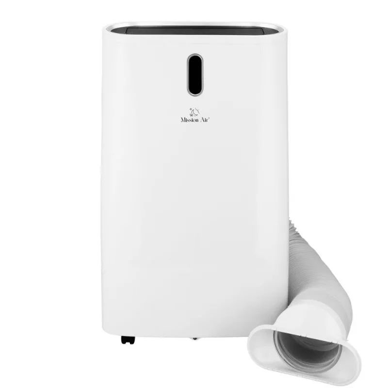 Klimatyzator przenośny Mission Air Polar 4,7KW WiFi widziany od przodu z rurą wyrzutową. Materiały producenta Mission Air.