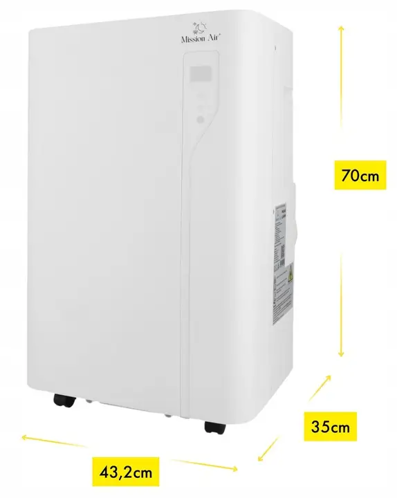 Wymiary klimatyzatora mobilnego Mission Air Prime 3,5 kW WiFi.