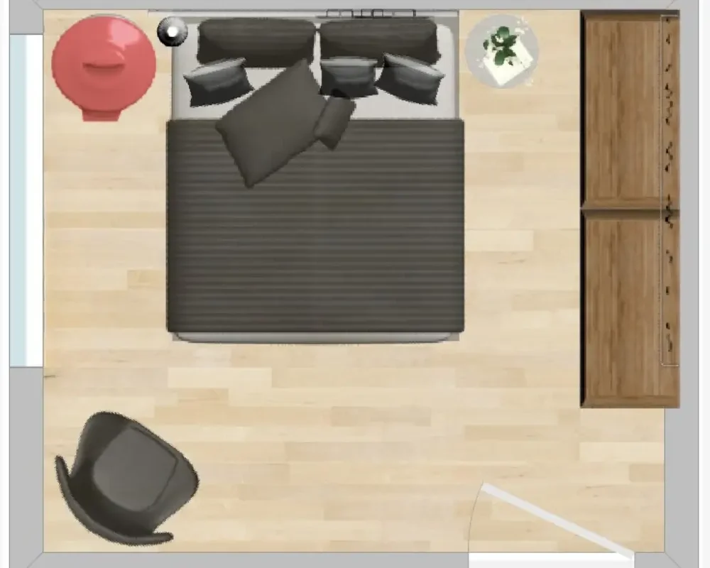 Złe ustawienie oczyszczacza powietrza w sypialni. Grafika własna na podst. programu Roomsketcher