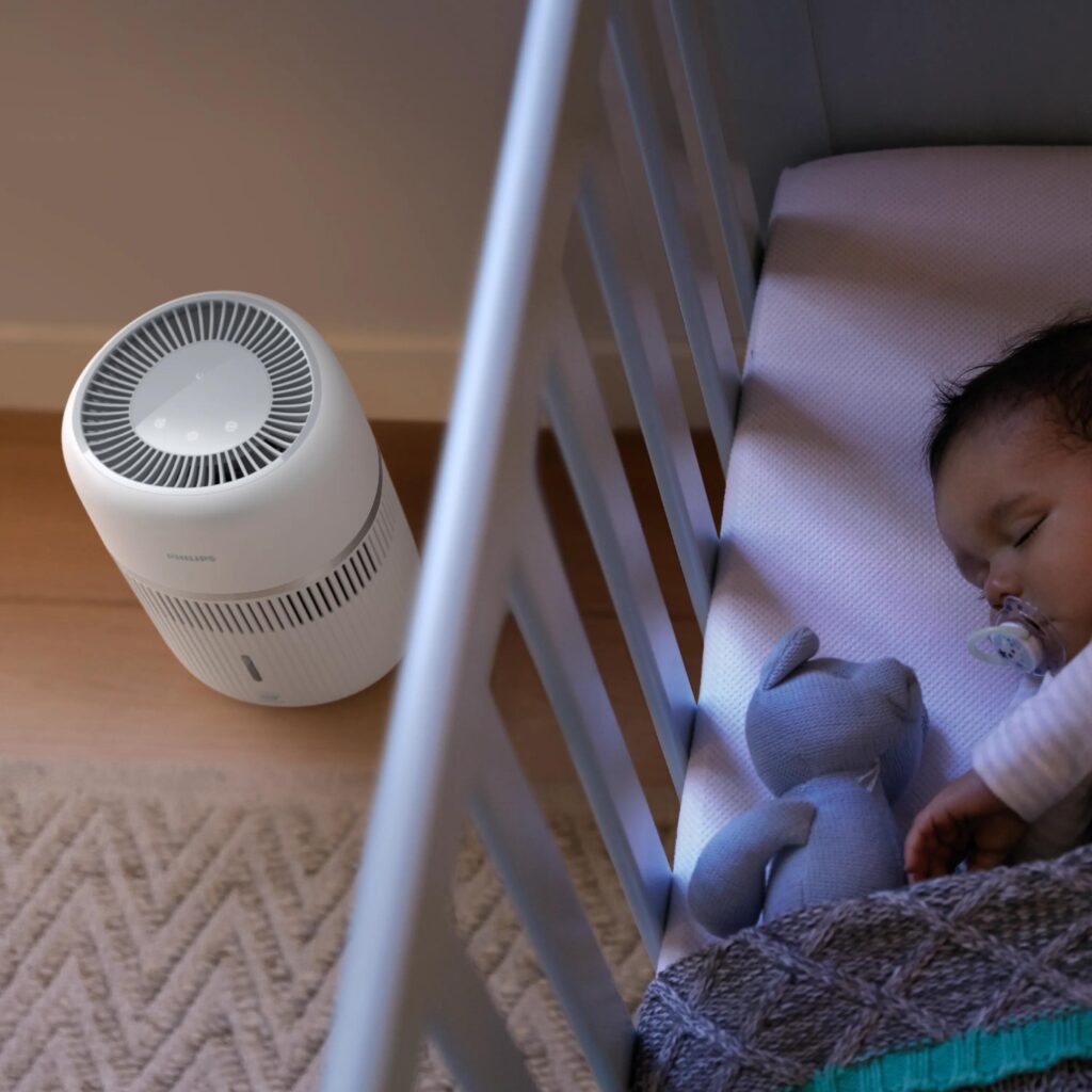 Tryb nocny w Philipsie HU4210/04 - nawilżacz w pokoju dziecięcym. Materiały producenta Philips