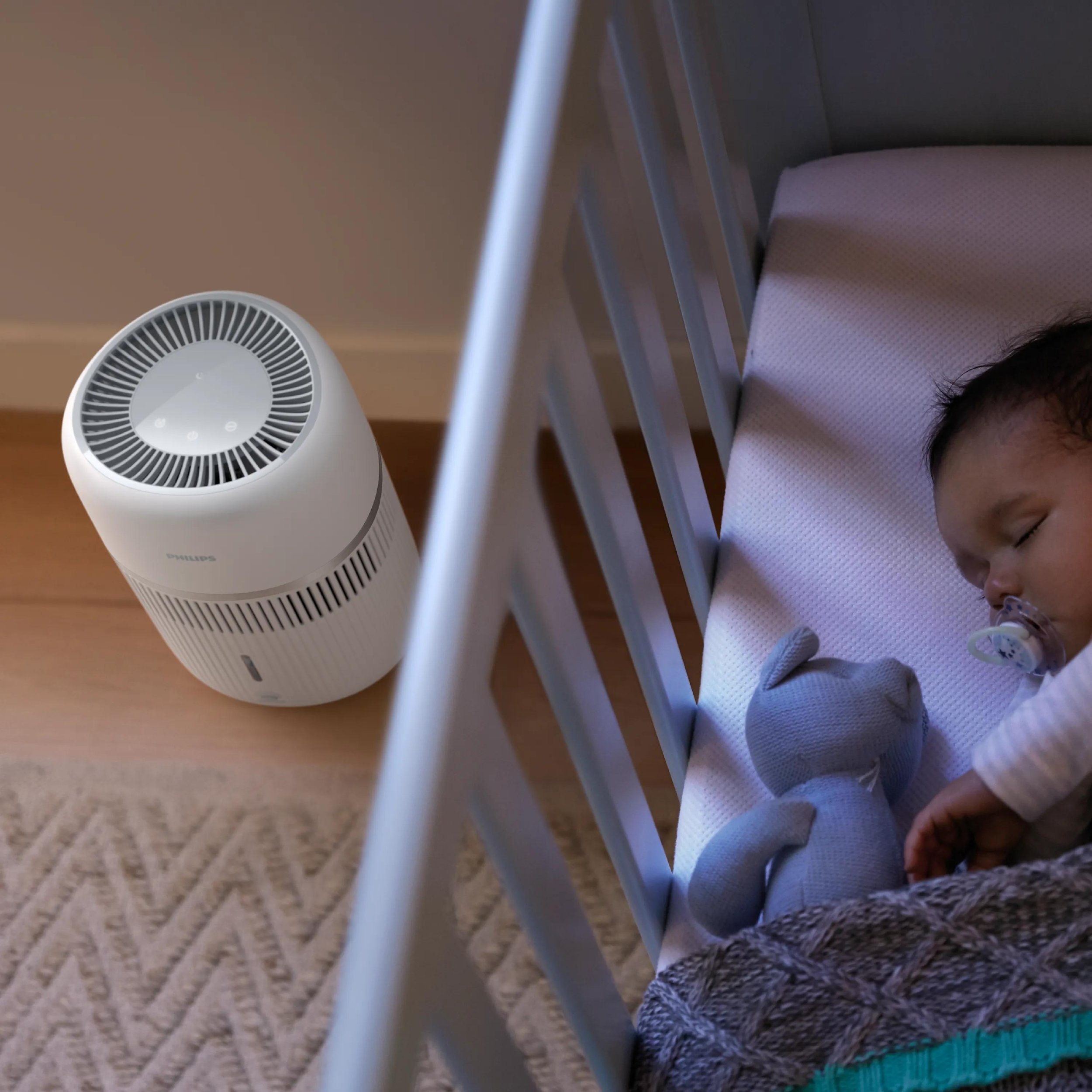 Tryb nocny w Philipsie HU4210/04 - nawilżacz w pokoju dziecięcym. Materiały producenta Philips