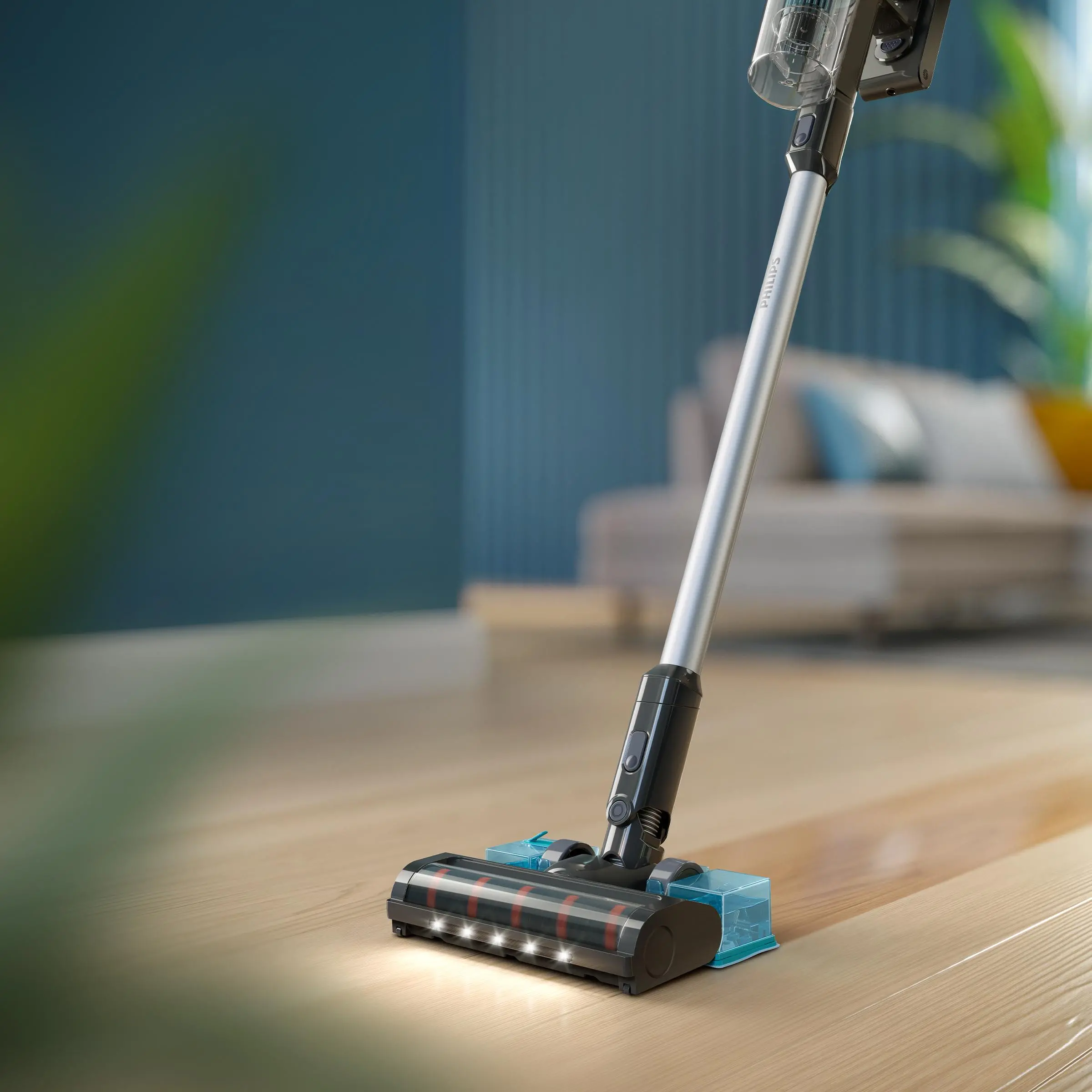 Podświetlona szczotka z nasadką mopa w odkurzaczu Philips Aqua 3000 XC3131/01
