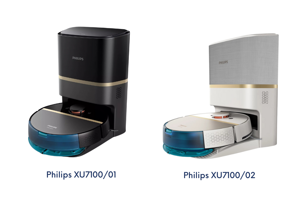 Philips XU7100/01 vs Philips XU7100/02 zestawienie robotów. Materiały producenta Philips