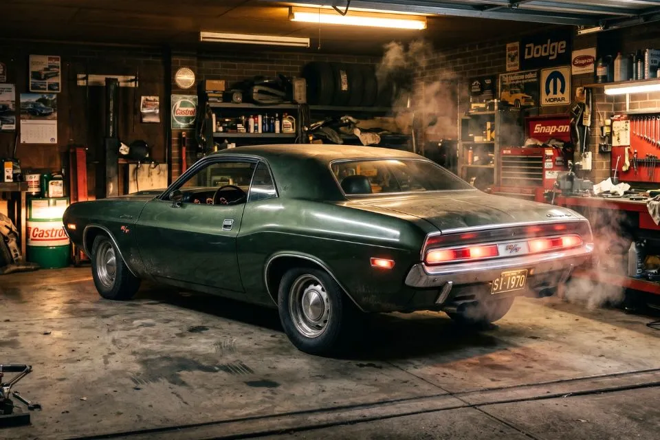 auto w garażu wydzielające spaliny