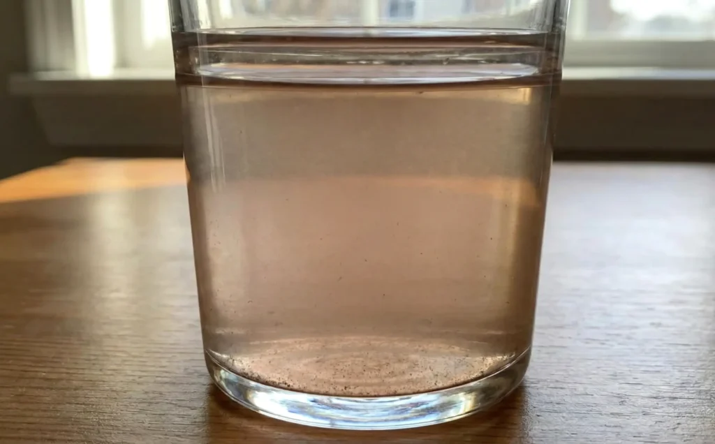 Szklanka z wodą manganową. Źródło: Ranking-Oczyszczaczy.pl