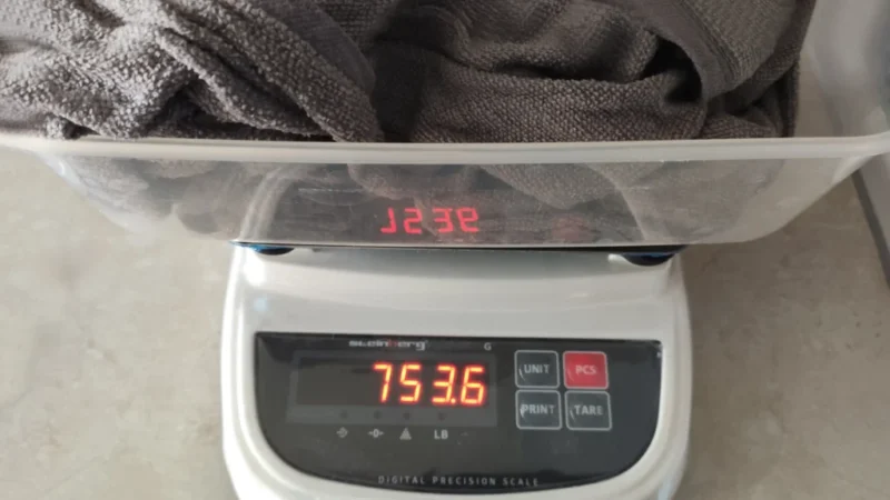 Ważenie mokrych ręczników