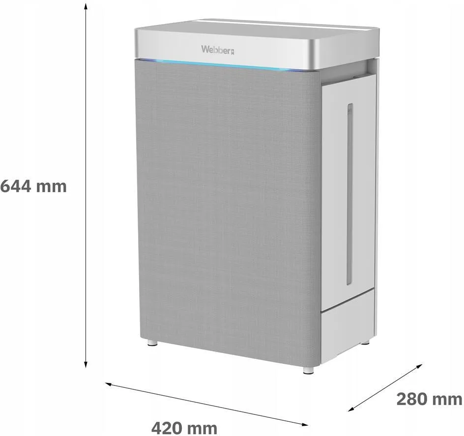 Wymiary oczyszczacza powietrza Webber AP9750. Źródło: Webber.pl