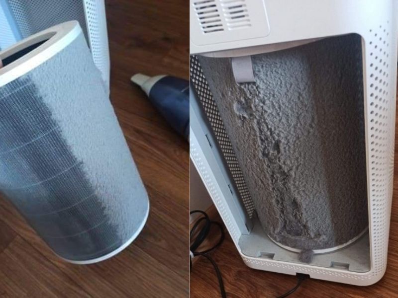 Zakurzone filtry w oczyszczaczu Xiaomi AP 3H